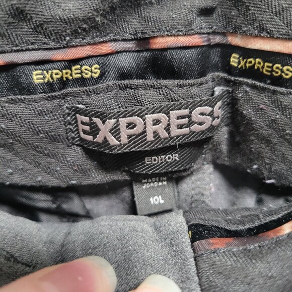 Express Editor Gray Straight Leg Pockets Career Pants Bottoms 10L Long Dress - Picture 5 of 5